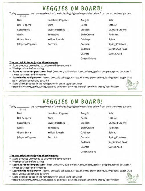 Veggies on Board_Harvest Letter Home