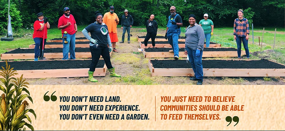 Kansas City Community Gardens community impact showing 2.3 million pounds of food grown annually by Kansas City gardeners through a network of 330 community gardens, 257 Giving Grove orchards, 241 schoolyard gardens, and more than 3,400 household gardens. KCCG connects residents with gardens, gardening resources, workshops, and fresh local food across the Kansas City region. Kansas City Community Gardens offers community gardens, gardening classes, workshops, volunteer opportunities, and resources to help anyone grow food.